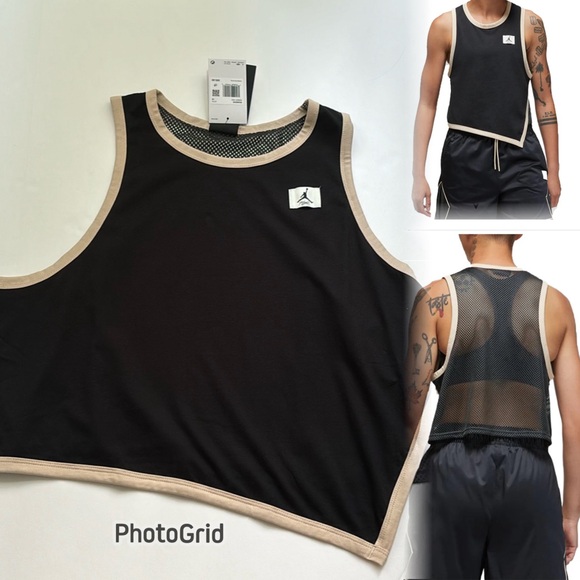 Nike Air Jordan Women Active Black jersey tank top Mesh back Size 1X DO5037-010 - Picture 4 of 8